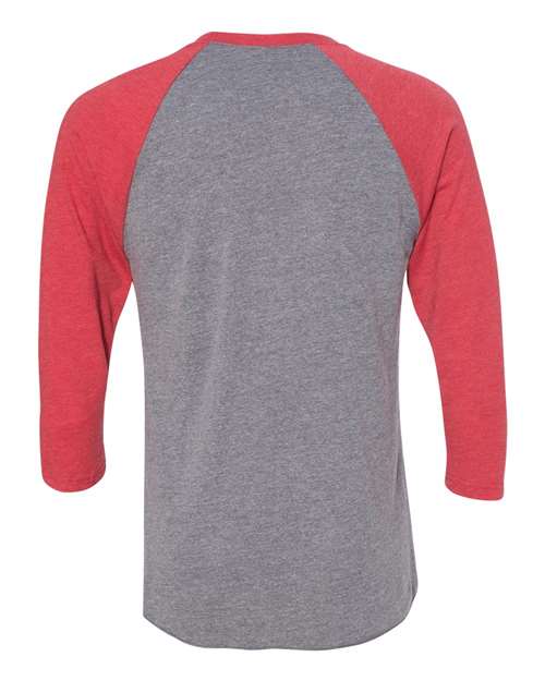 Triblend Three-Quarter Raglan T-Shirt - Back - B56818712 - Vintage Red Sleeves/ Premium Heather Body