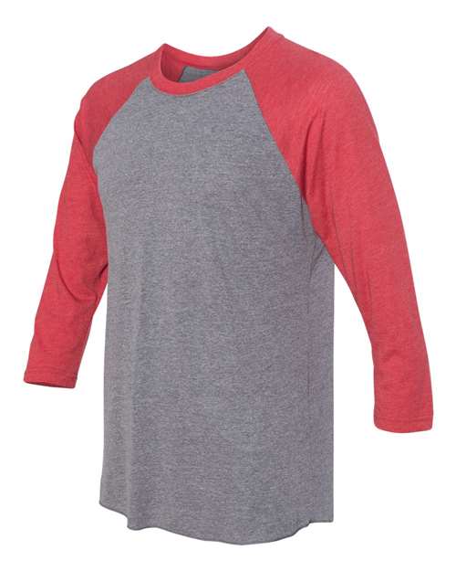 Triblend Three-Quarter Raglan T-Shirt - Side - B56818712 - Vintage Red Sleeves/ Premium Heather Body