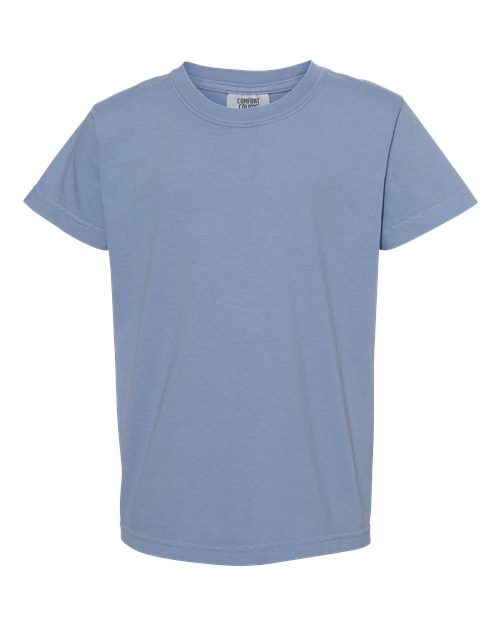 Garment-Dyed Youth Heavyweight T-Shirt - Front - B31608262 - Washed Denim