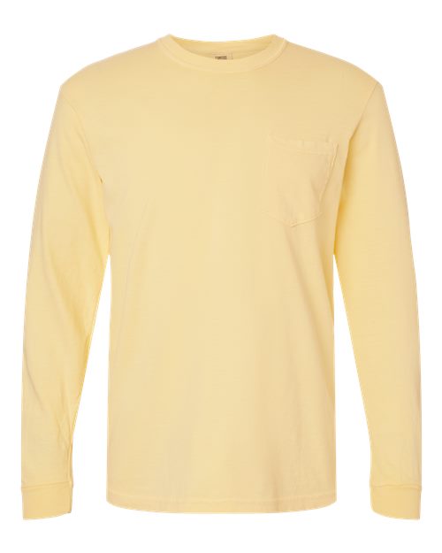 Garment-Dyed Heavyweight Long Sleeve Pocket T-Shirt - Front - B18508413 - Butter