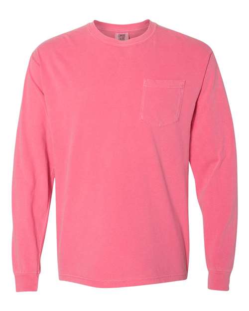 Garment-Dyed Heavyweight Long Sleeve Pocket T-Shirt - Front - B18508533 - Crunchberry
