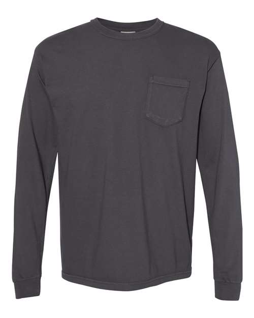 Garment-Dyed Heavyweight Long Sleeve Pocket T-Shirt - Front - B18508133 - Graphite