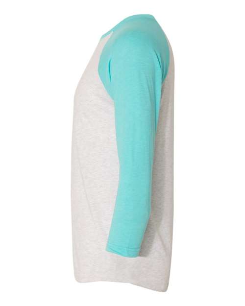 Triblend Three-Quarter Raglan T-Shirt - DirectSide - B56818972 - Tahiti Blue Sleeves/ Heather White Body