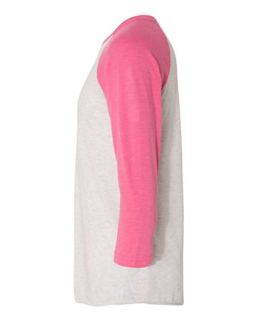 Triblend Three-Quarter Raglan T-Shirt - DirectSide - B56818302 - Vintage Pink Sleeves/ Heather White Body