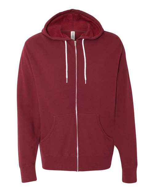 Lightweight Full-Zip Hooded Sweatshirt - Front - B81076853 - Currant