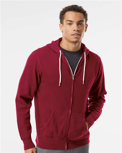 Lightweight Full-Zip Hooded Sweatshirt - OnModelFront - B81076853 - Currant