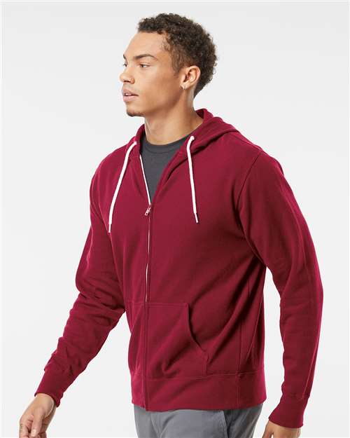 Lightweight Full-Zip Hooded Sweatshirt - OnModelSide - B81076853 - Currant