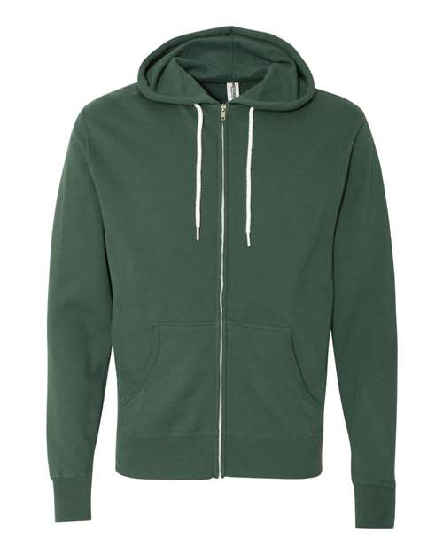 Lightweight Full-Zip Hooded Sweatshirt - Front - B81076233 - Alpine Green