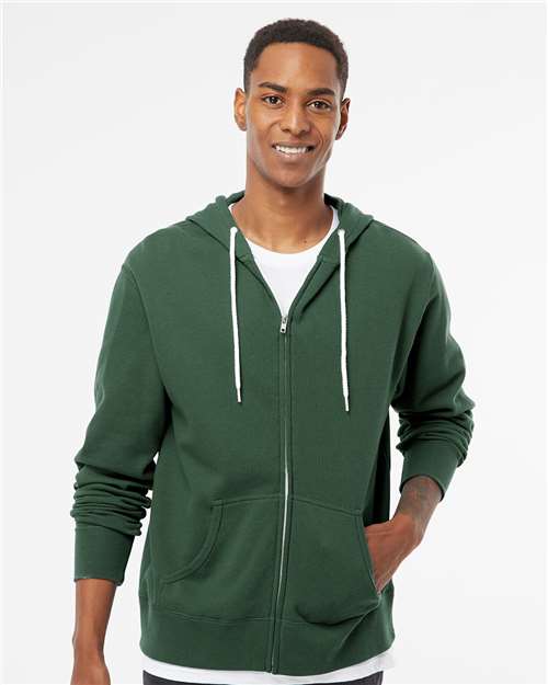 Lightweight Full-Zip Hooded Sweatshirt - OnModelFront - B81076233 - Alpine Green