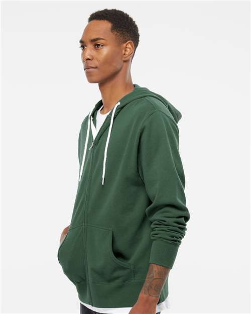 Lightweight Full-Zip Hooded Sweatshirt - OnModelSide - B81076233 - Alpine Green