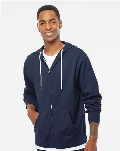 Lightweight Full-Zip Hooded Sweatshirt - OnModelFront - B81076663 - Slate Blue
