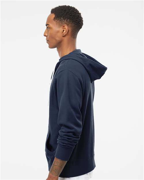 Lightweight Full-Zip Hooded Sweatshirt - OnModelSide - B81076663 - Slate Blue