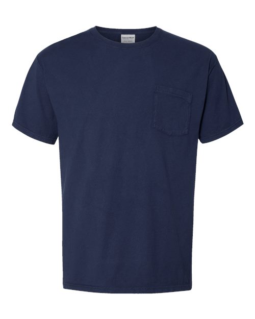 Garment-Dyed Pocket T-Shirt - Front - B35200653 - Navy