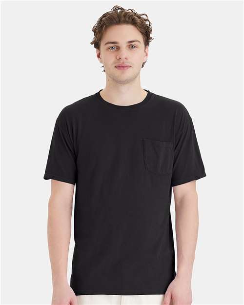 Garment-Dyed Pocket T-Shirt - OnModelFront - B35200503 - Black