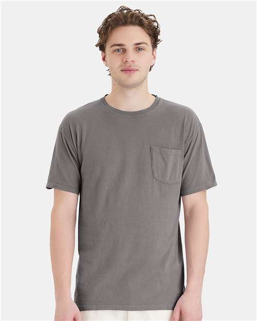Garment-Dyed Pocket T-Shirt - OnModelFront - B35200133 - Concrete Grey