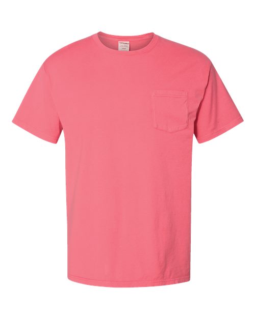 Garment-Dyed Pocket T-Shirt - Front - B35200273 - Coral Craze