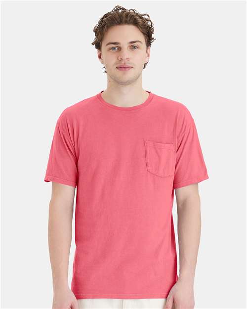 Garment-Dyed Pocket T-Shirt - OnModelFront - B35200273 - Coral Craze