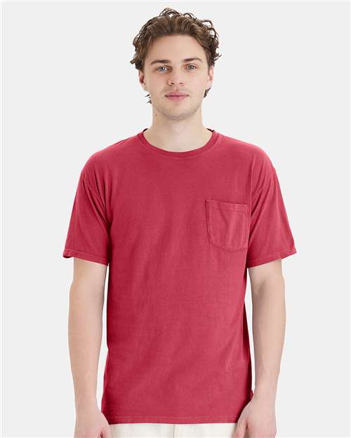 Garment-Dyed Pocket T-Shirt - OnModelFront - B35200703 - Crimson Fall