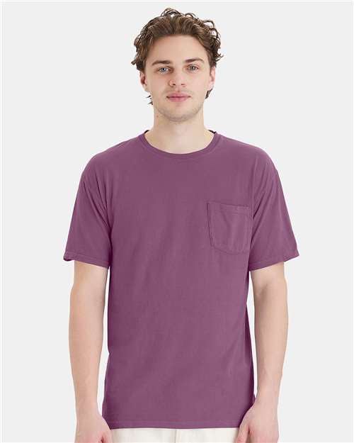 Garment-Dyed Pocket T-Shirt - OnModelFront - B35200673 - Purple Plum Raisin