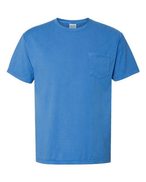 Garment-Dyed Pocket T-Shirt - Front - B35200253 - Summer Sky Blue