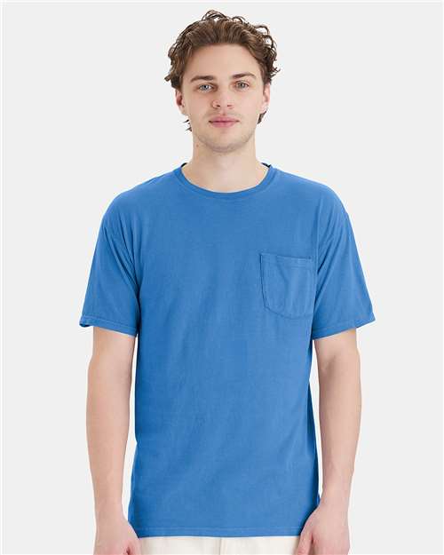 Garment-Dyed Pocket T-Shirt - OnModelFront - B35200253 - Summer Sky Blue