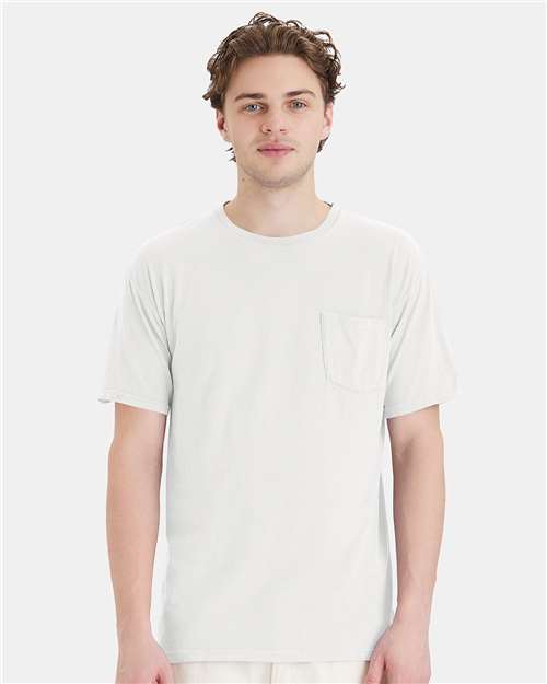 Garment-Dyed Pocket T-Shirt - OnModelFront - B35200003 - White