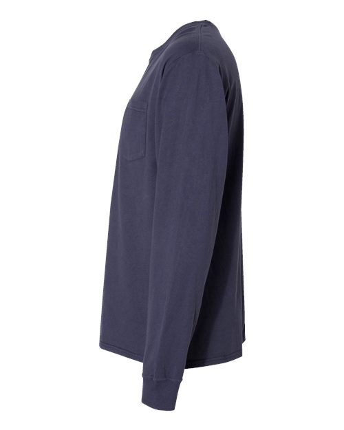 Garment-Dyed Long Sleeve T-Shirt With a Pocket - DirectSide - B35400683 - Anchor Slate