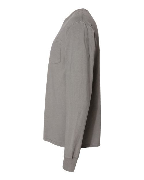 Garment-Dyed Long Sleeve T-Shirt With a Pocket - DirectSide - B35400133 - Concrete Grey
