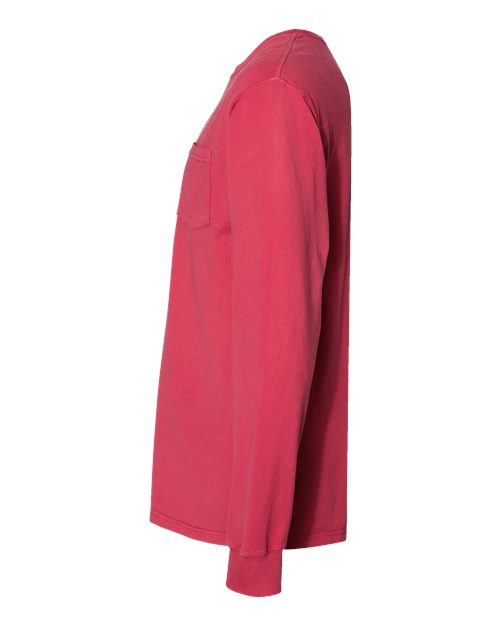 Garment-Dyed Long Sleeve T-Shirt With a Pocket - DirectSide - B35400703 - Crimson Fall