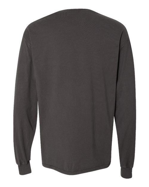 Garment-Dyed Long Sleeve T-Shirt With a Pocket - Back - B35400093 - New Railroad Grey
