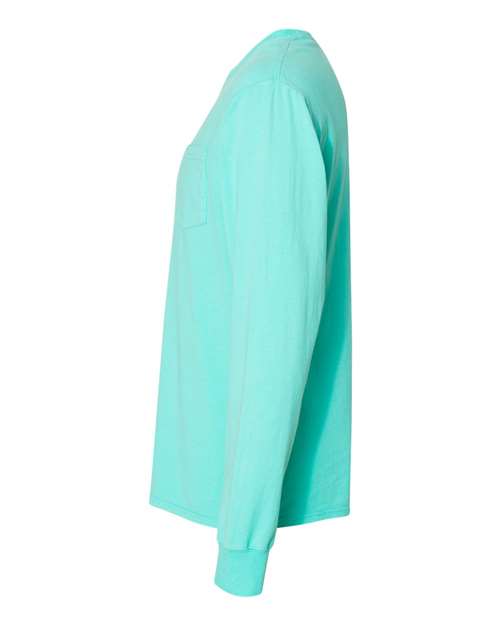 Garment-Dyed Long Sleeve T-Shirt With a Pocket - DirectSide - B35400873 - Mint