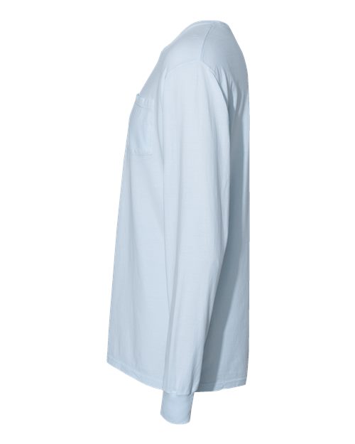 Garment-Dyed Long Sleeve T-Shirt With a Pocket - DirectSide - B35400265 - Soothing Blue