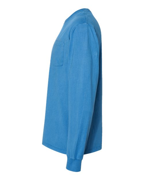 Garment-Dyed Long Sleeve T-Shirt With a Pocket - DirectSide - B35400253 - Summer Sky Blue