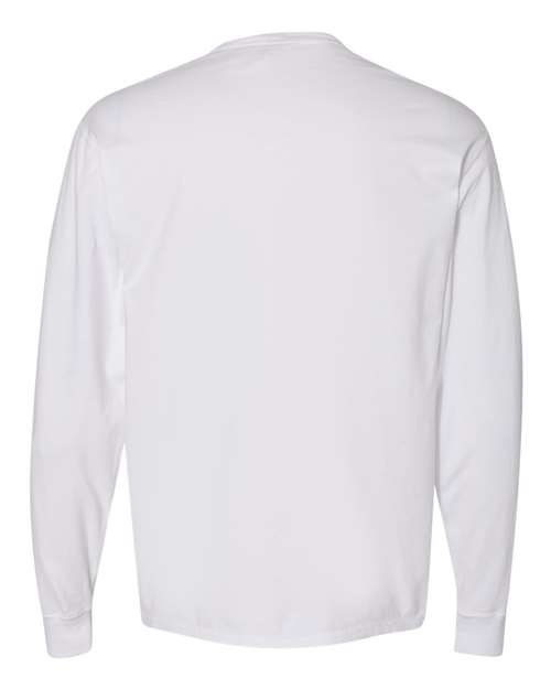 Garment-Dyed Long Sleeve T-Shirt With a Pocket - Back - B35400003 - White