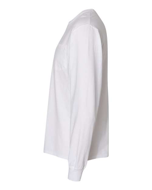Garment-Dyed Long Sleeve T-Shirt With a Pocket - DirectSide - B35400003 - White