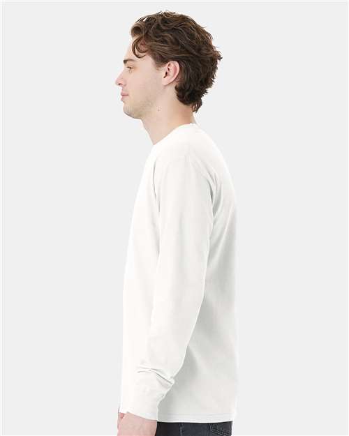 Garment-Dyed Long Sleeve T-Shirt With a Pocket - OnModelSide - B35400003 - White