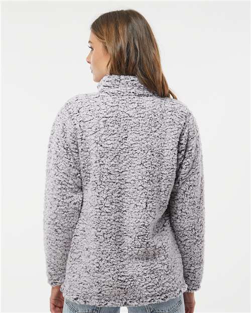 Women’s Epic Sherpa Quarter-Zip Pullover - OnModelBack - B22928513 - Black Heather