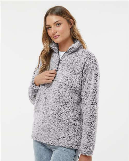 Women’s Epic Sherpa Quarter-Zip Pullover - OnModelSide - B22928513 - Black Heather