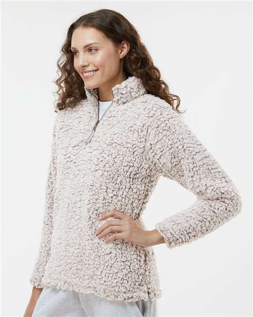 Women’s Epic Sherpa Quarter-Zip Pullover - OnModelSide - B22928363 - Oatmeal Heather