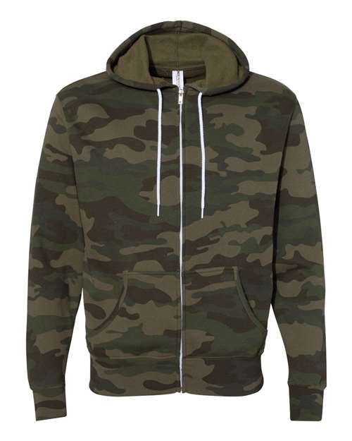 Lightweight Full-Zip Hooded Sweatshirt - Front - B81076623 - Forest Camo