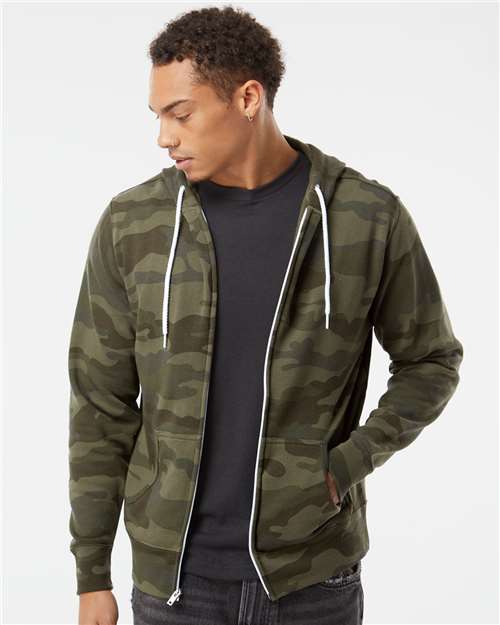 Lightweight Full-Zip Hooded Sweatshirt - OnModelFront - B81076623 - Forest Camo