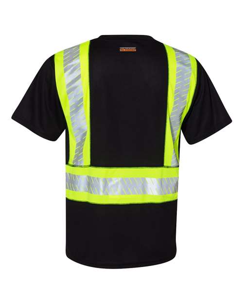 EV Series® Enhanced Visibility Contrast Pocket T-Shirt - Back - B88529174 - Black/ Lime - B200
