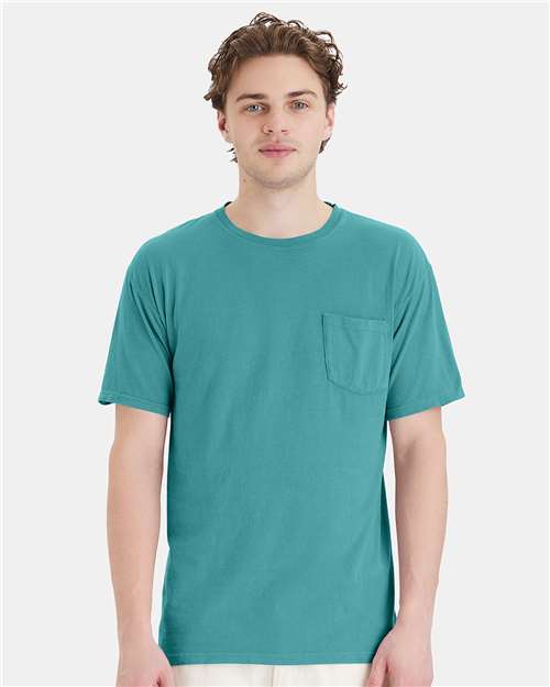 Garment-Dyed Pocket T-Shirt - OnModelFront - B35200113 - Spanish Moss