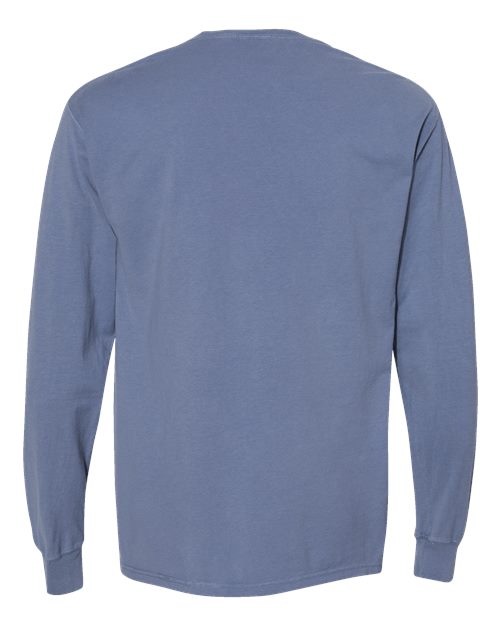 Garment-Dyed Long Sleeve T-Shirt With a Pocket - Back - B35400283 - Saltwater