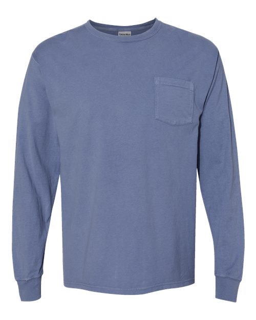 Garment-Dyed Long Sleeve T-Shirt With a Pocket - Front - B35400283 - Saltwater