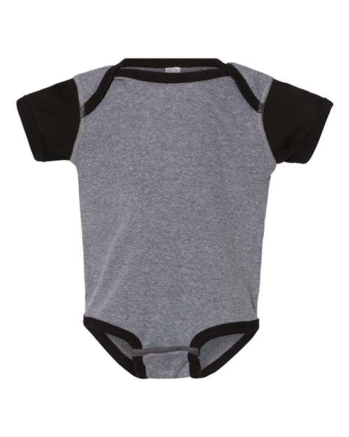 Infant Baby Rib Bodysuit - Front - B30238801 - Granite Heather/ Black