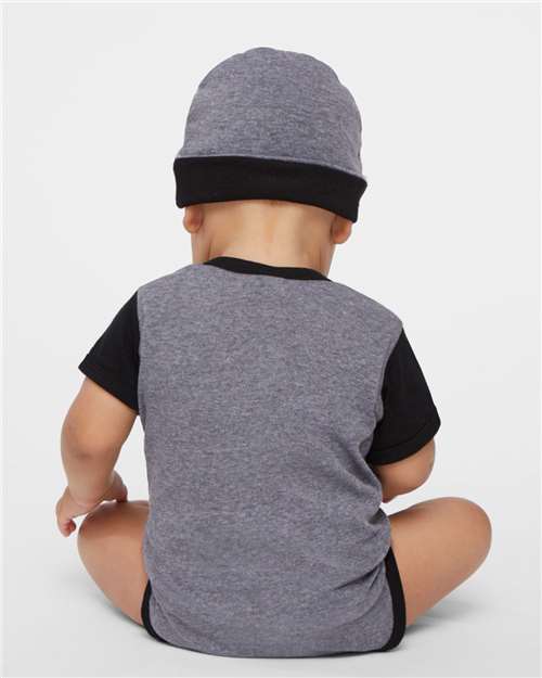 Infant Baby Rib Bodysuit - OnModelBack - B30238801 - Granite Heather/ Black