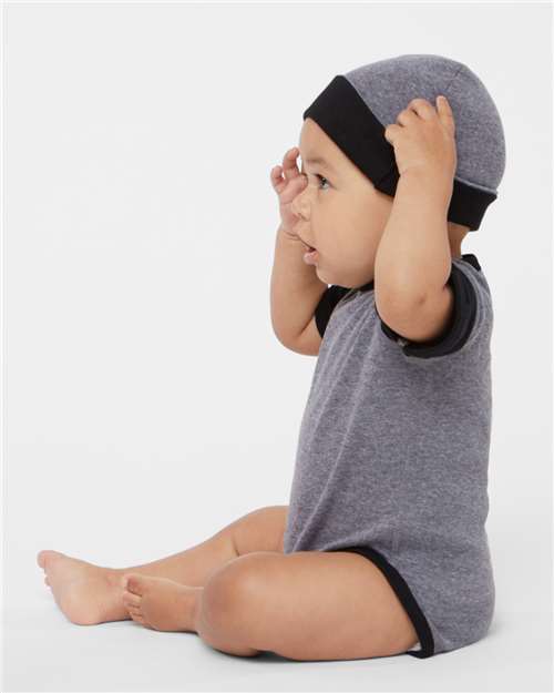 Infant Baby Rib Bodysuit - OnModelSide - B30238801 - Granite Heather/ Black