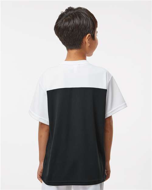 Youth Crewneck Baseball Jersey - OnModelBack - B33985112 - Black/ White