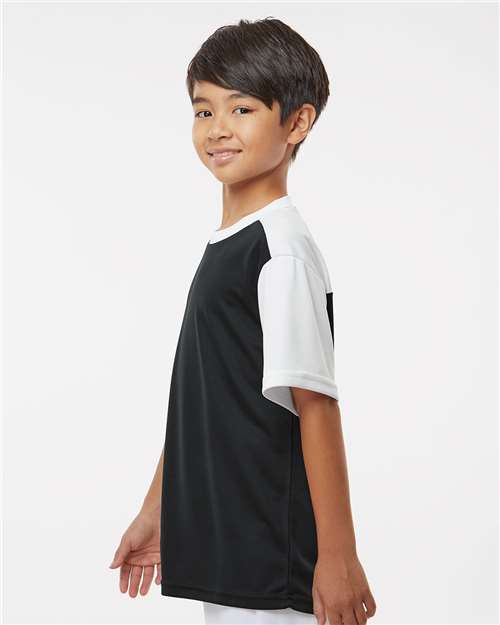 Youth Crewneck Baseball Jersey - OnModelSide - B33985112 - Black/ White